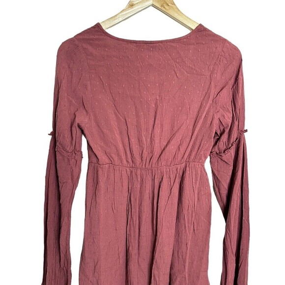 Roxy Rust Pin Dot‎ Beachcomber V-Neck Dress - Juniors Bell Sleeves Size XSmall - Picture 10 of 16